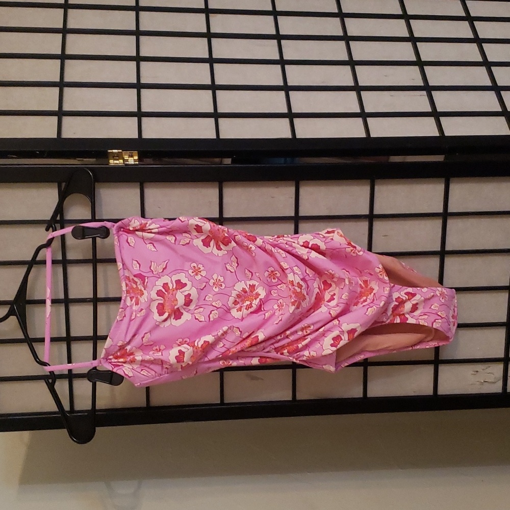 J.Crew pink floral ruched swimsuit Size 0